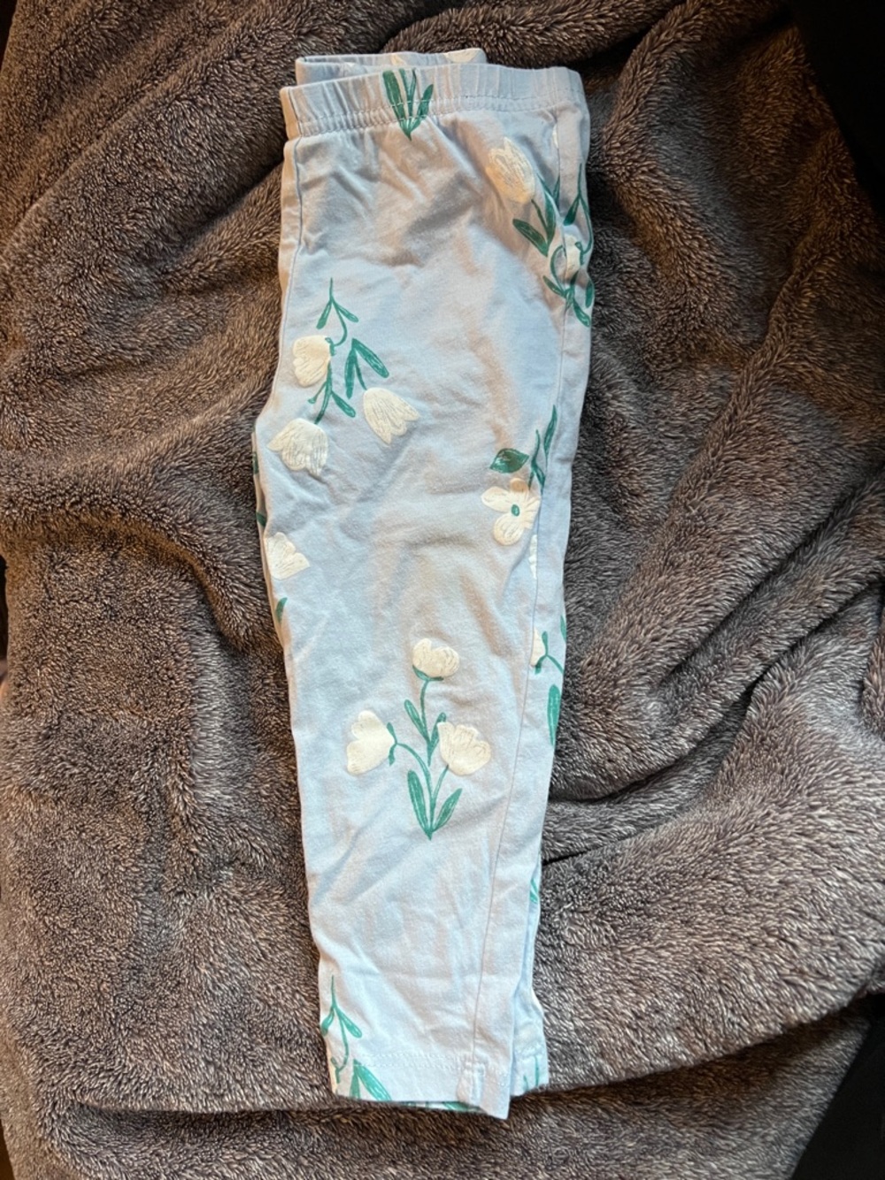 Carter's Pale Blue Floral Leggings with Green Accents
